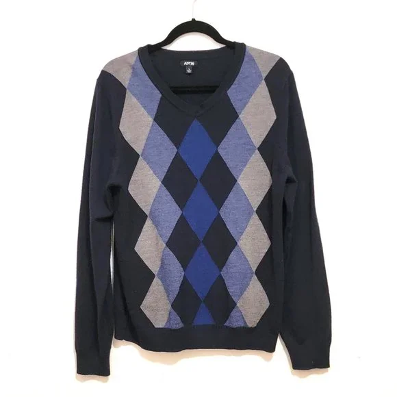 Sweaters Mens Vneck Argyle Apt Sweater Wool Acrylic